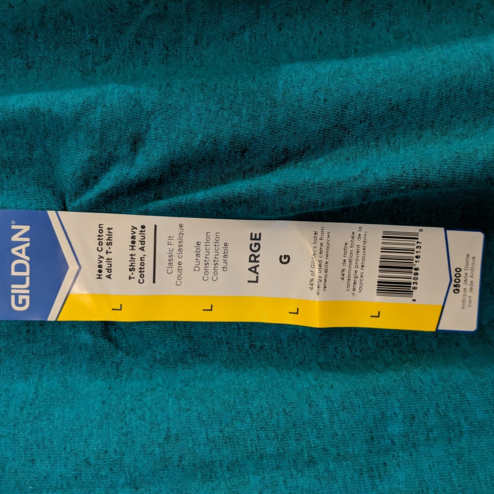 Gildan Adult Large Heavy Cotton Antique Jade Dome Classic Fit T-shirt (NWT) - Picture 3 of 3